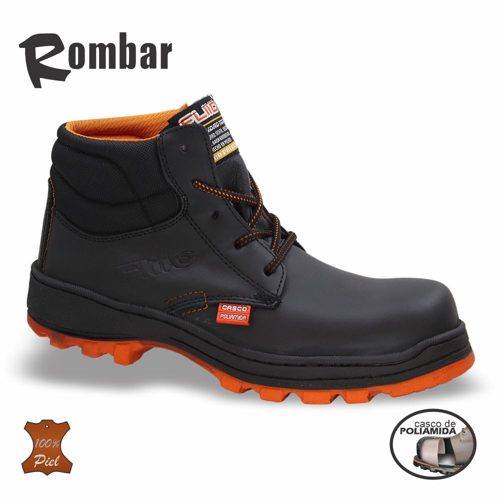 CALZADO DE SEGURIDAD CASCO POLIAMIDA MODELO 8305 COLOR NEGRO NARANJA