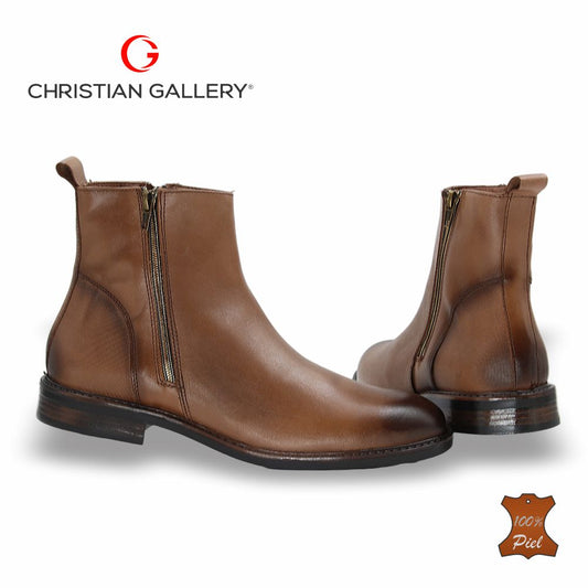 Zapato Formal media bota de Piel mod. 2660 color Miel – Christian Gallery