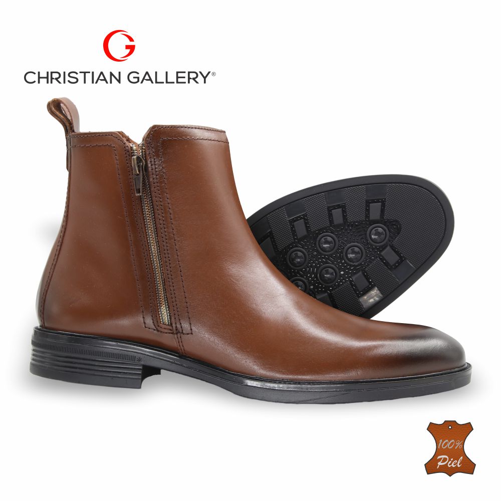 Zapato Formal media bota de Piel mod. 5456 color Tabaco – Christian Gallery