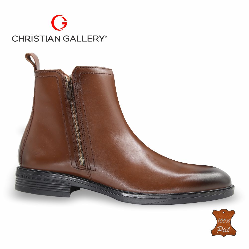 Zapato Formal media bota de Piel mod. 5456 color Tabaco – Christian Gallery