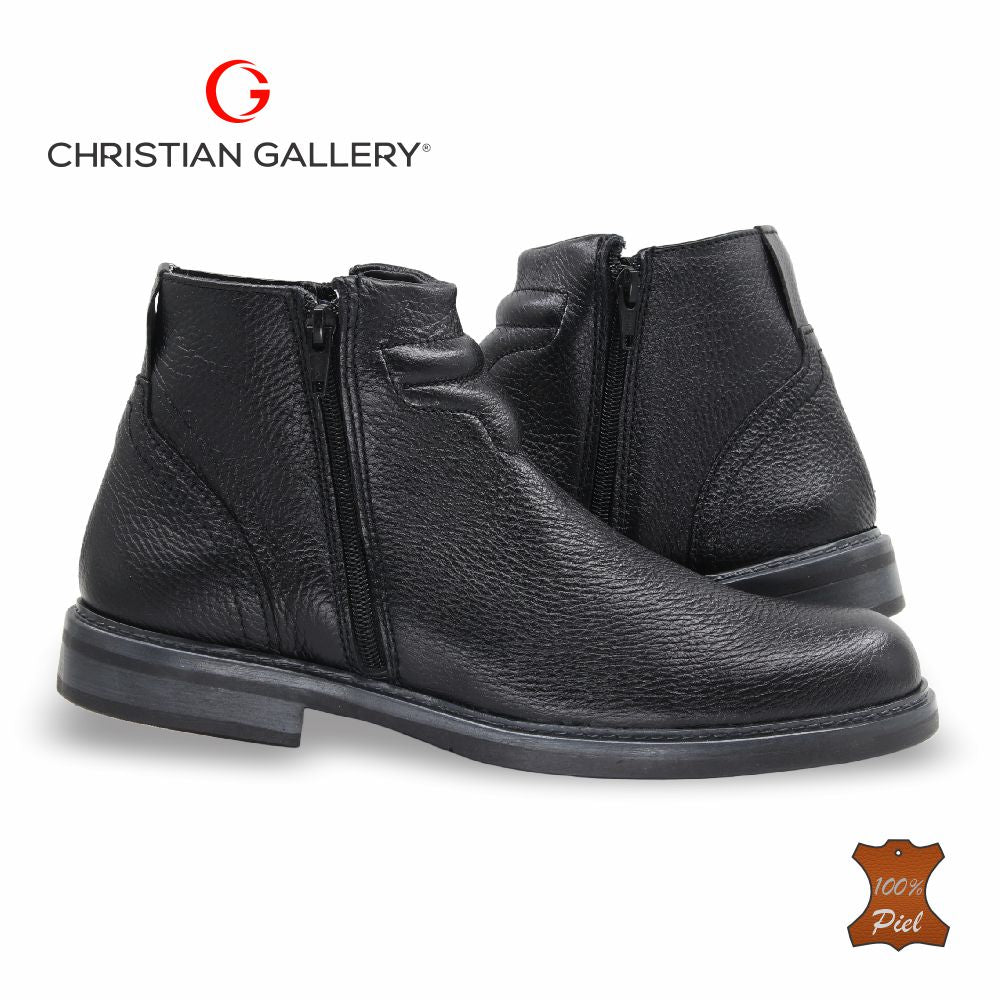 Zapato Formal media bota de Piel mod. 1703 color negro – Christian Gallery