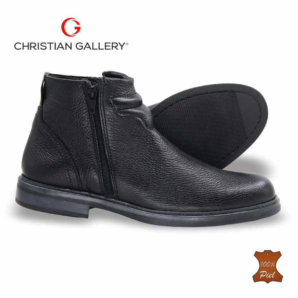 Zapato Formal media bota de Piel mod. 1703 color negro – Christian Gallery