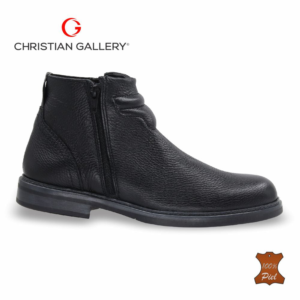 Zapato Formal media bota de Piel mod. 1703 color negro – Christian Gallery