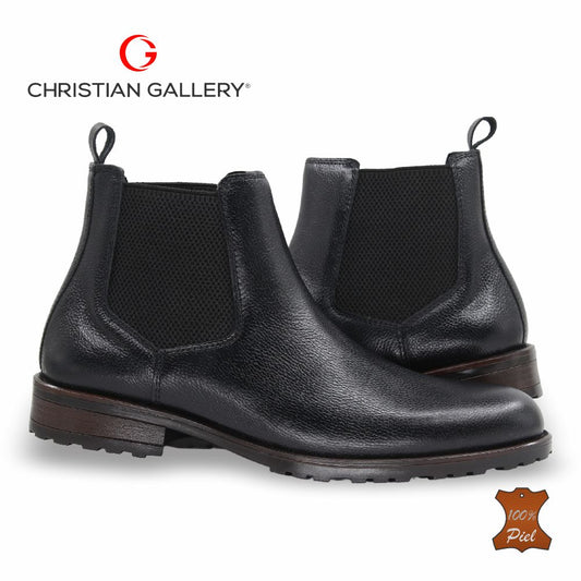 Zapato Formal media bota de Piel mod. 4200 color Negro – Christian Gallery