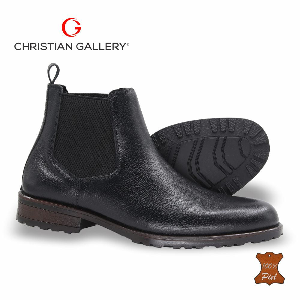 Zapato Formal media bota de Piel mod. 4200 color Negro – Christian Gallery