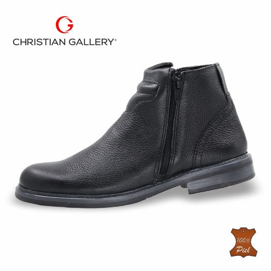 Zapato Formal media bota de Piel mod. 1703 color negro – Christian Gallery