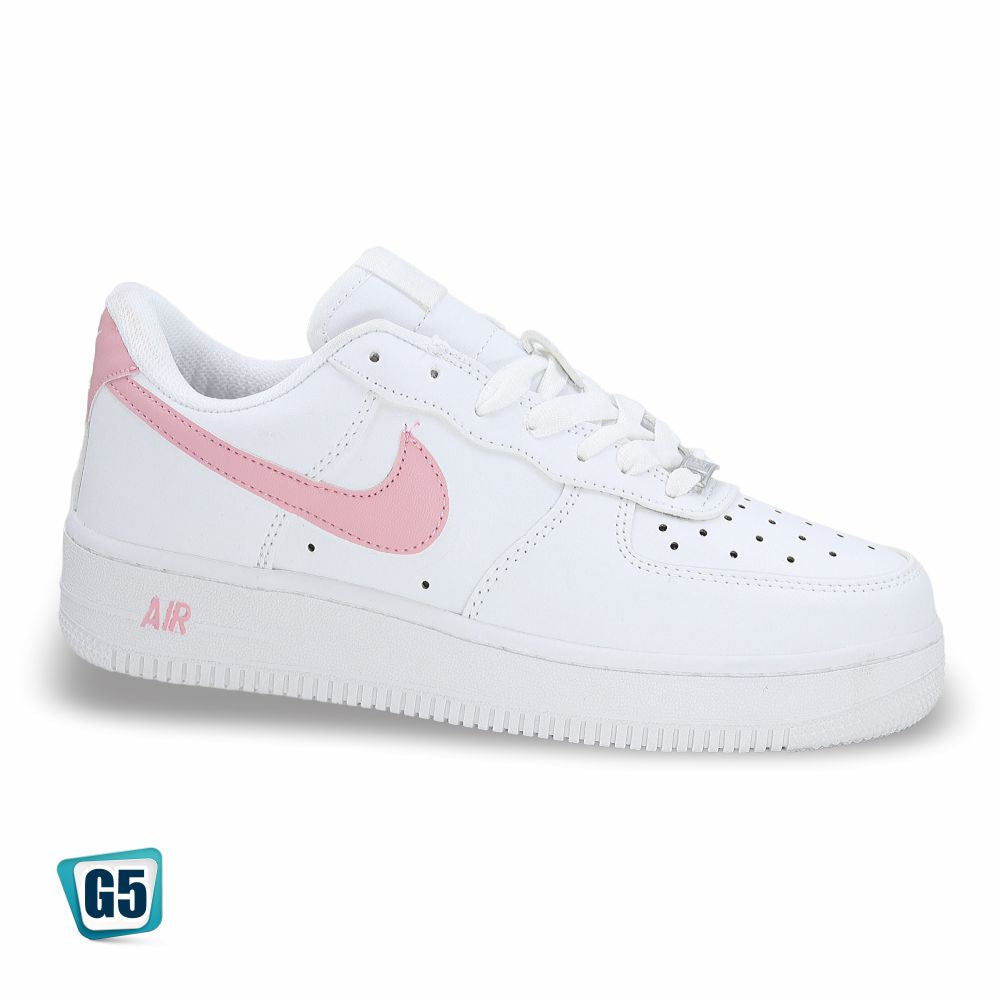CALZADO URBANO REP NIK AIR FORC AF1MA COLOR BLANCO ROSA