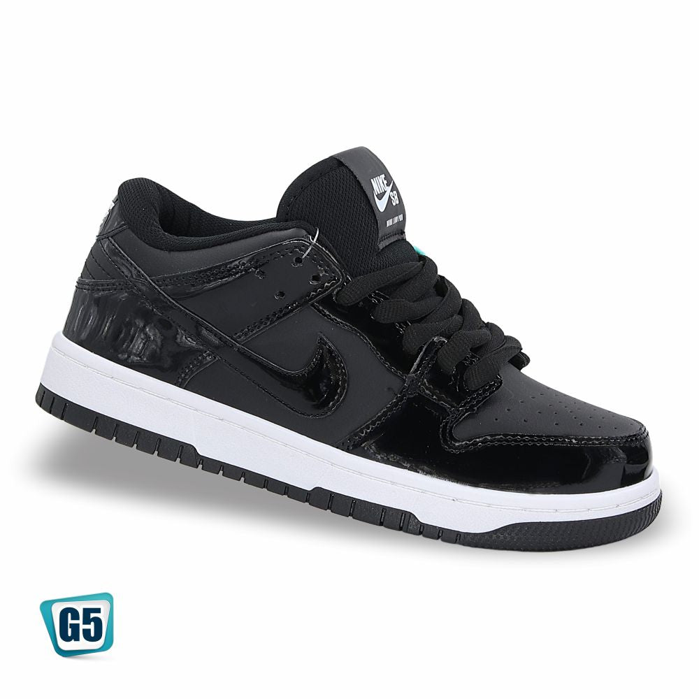 CALZADO URBANO REPLICA DUNK LM COLOR CHAROL BLANCO / NEGRO