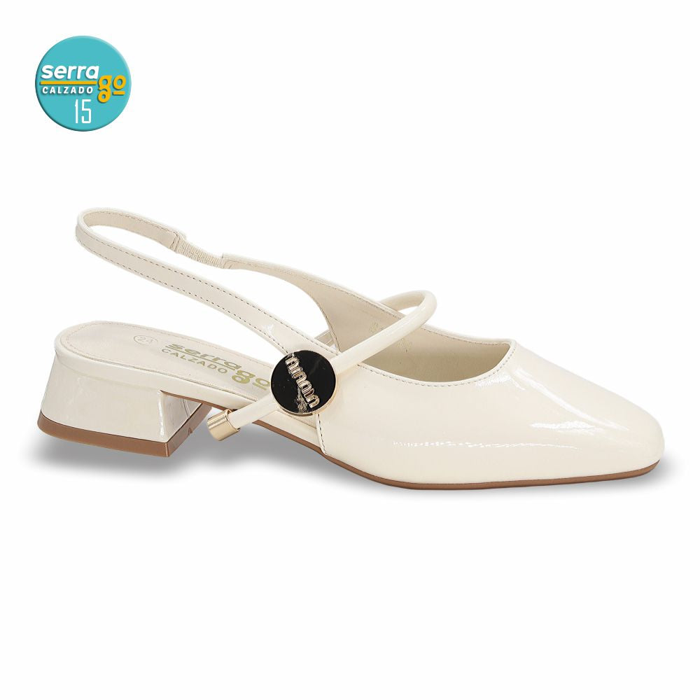 ZAPATILLA DE TACON, MODELO 815, COLOR CHAROL LATTE, CORRIDA 23 - 26