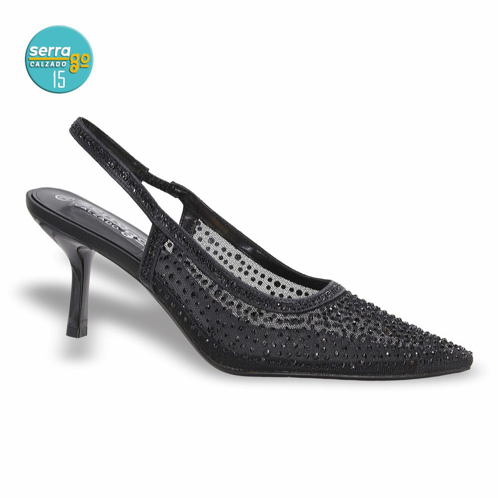 ZAPATILLA DE TACÓN, MODELO 801, COLOR NEGRO, CORRIDA 23 - 26