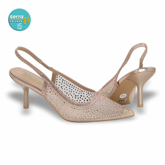 ZAPATILLA DE TACON, MODELO 801, COLOR ORO ROSADO, CORRIDA 23 - 26