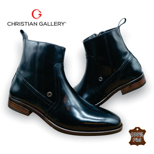 Zapato Formal media bota de Piel mod. 5253 color negro – Christian Gallery