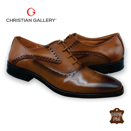Zapato Formal de Piel mod. 4656 color tabaco – Christian Gallery