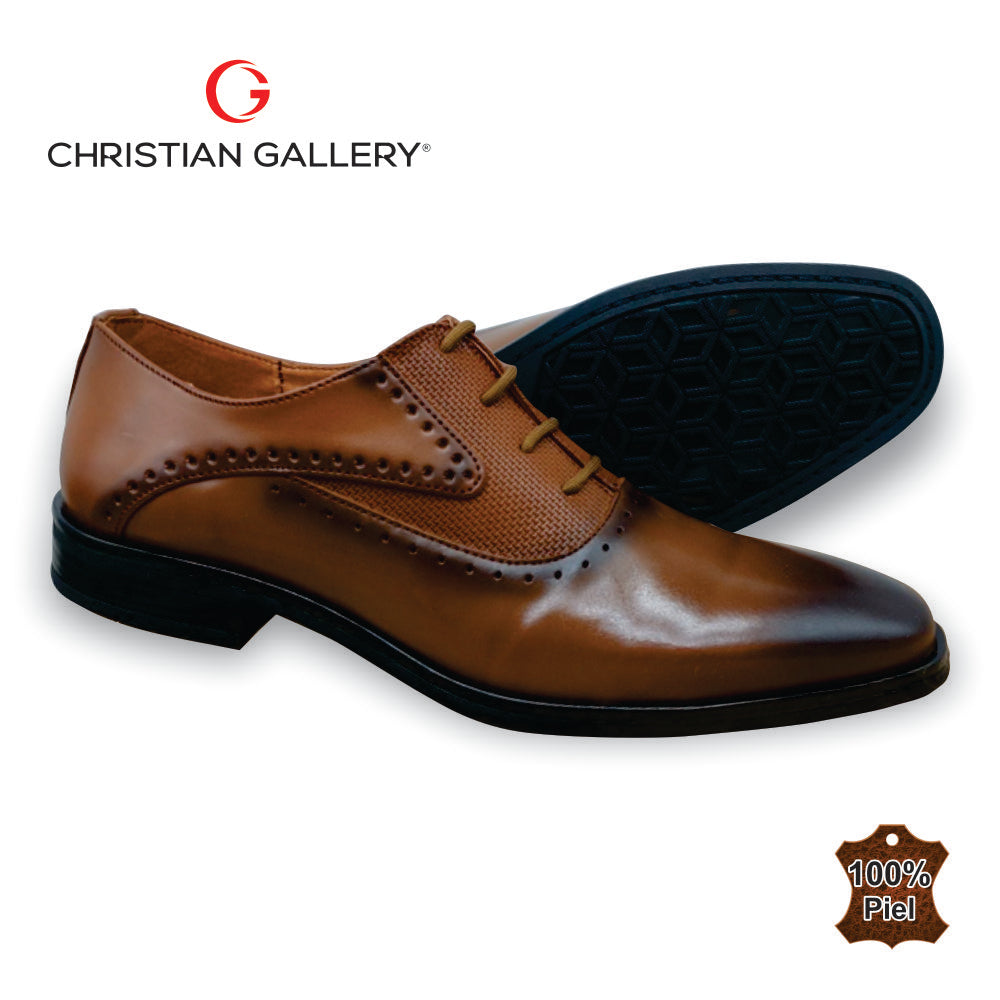 Zapato Formal de Piel mod. 4656 color tabaco – Christian Gallery