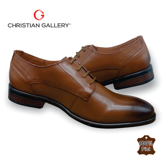 Zapato Formal de Piel mod. 5256-1 color tabaco – Christian Gallery