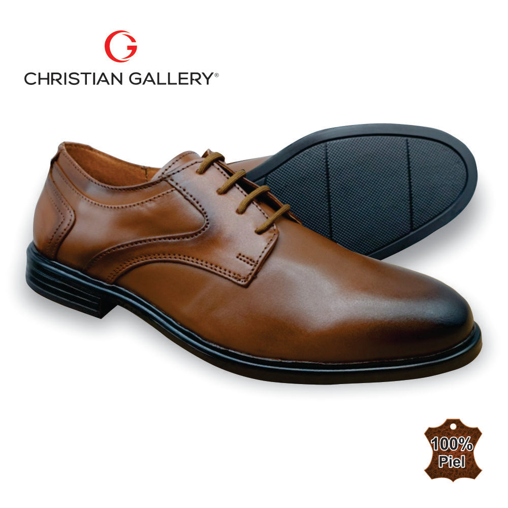 Zapato Formal de Piel mod. 4550-1 color tabaco – Christian Gallery