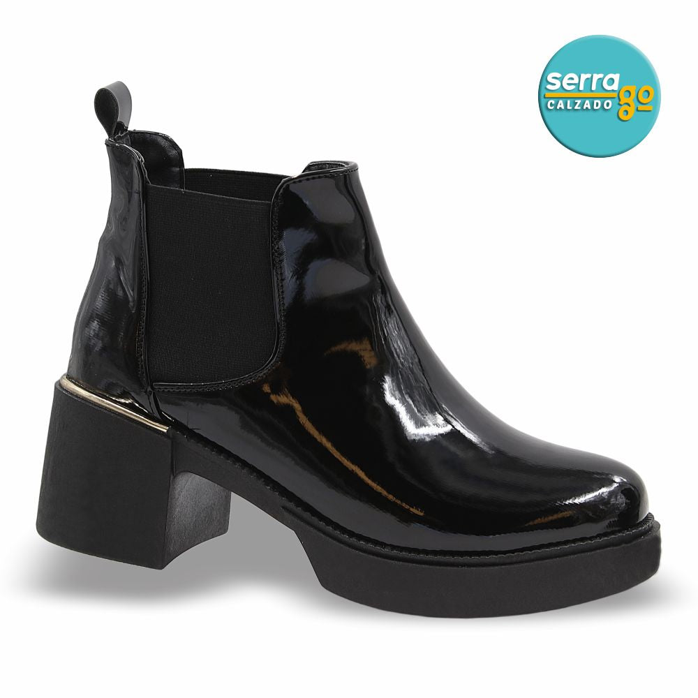 BOTA DAMA ESTILO 9074 COLOR CHAROL NEGRO