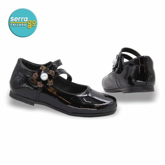 CALZADO FORMAL CLASICO INFANTIL ESTILO 25651 COLOR CHAROL NEGRO