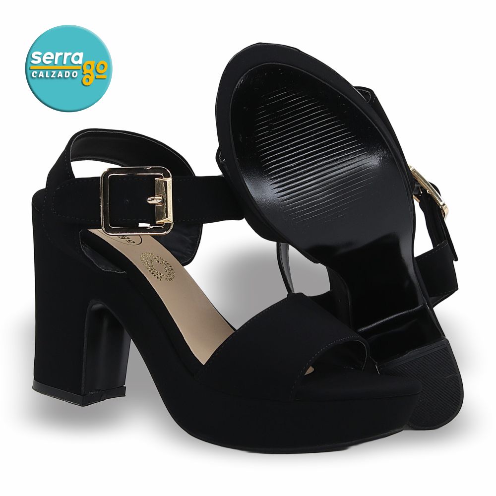 SANDALIA DE TACÓN ALTO MOD. 452 COLOR BUCK NEGRO