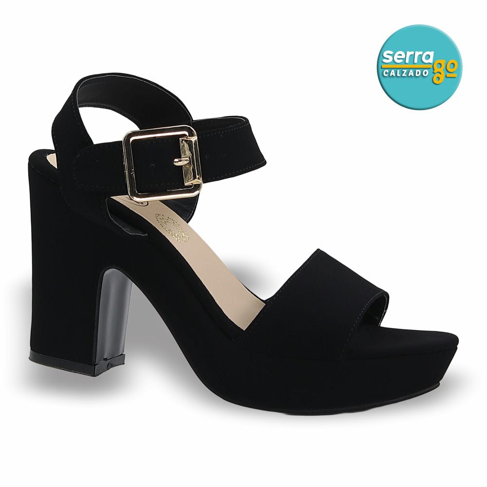 SANDALIA DE TACÓN ALTO MOD. 452 COLOR BUCK NEGRO