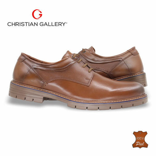 Zapato Formal de Piel mod. 732-1 color tabaco – Christian Gallery