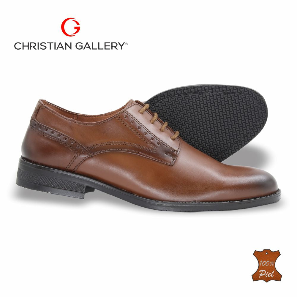 Zapato Formal de Piel mod. A302-1 color tabaco – Christian Gallery