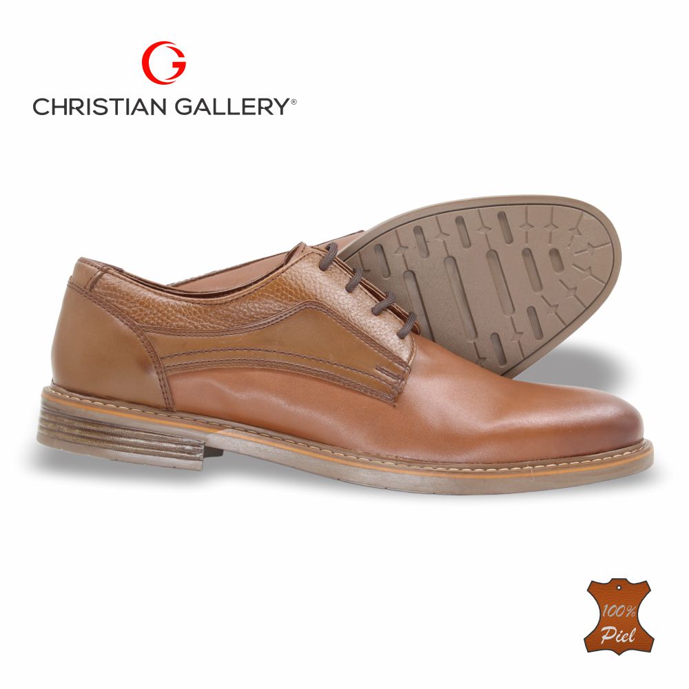 Zapato Formal de Piel mod. 732-1 color tabaco – Christian Gallery