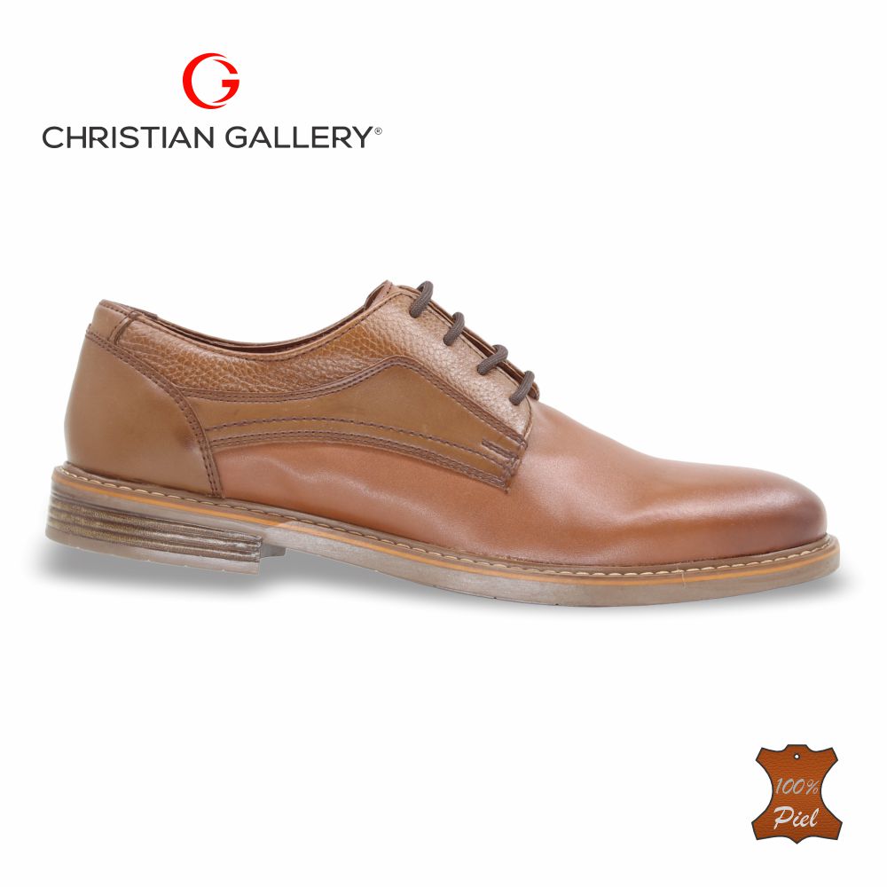 Zapato Formal de Piel mod. 732-1 color tabaco – Christian Gallery