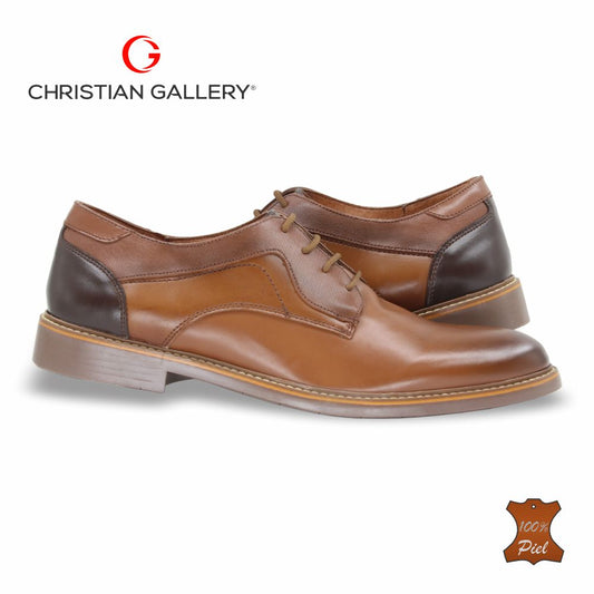 Zapato Formal de Piel mod. 10153-2 color tabaco – Christian Gallery