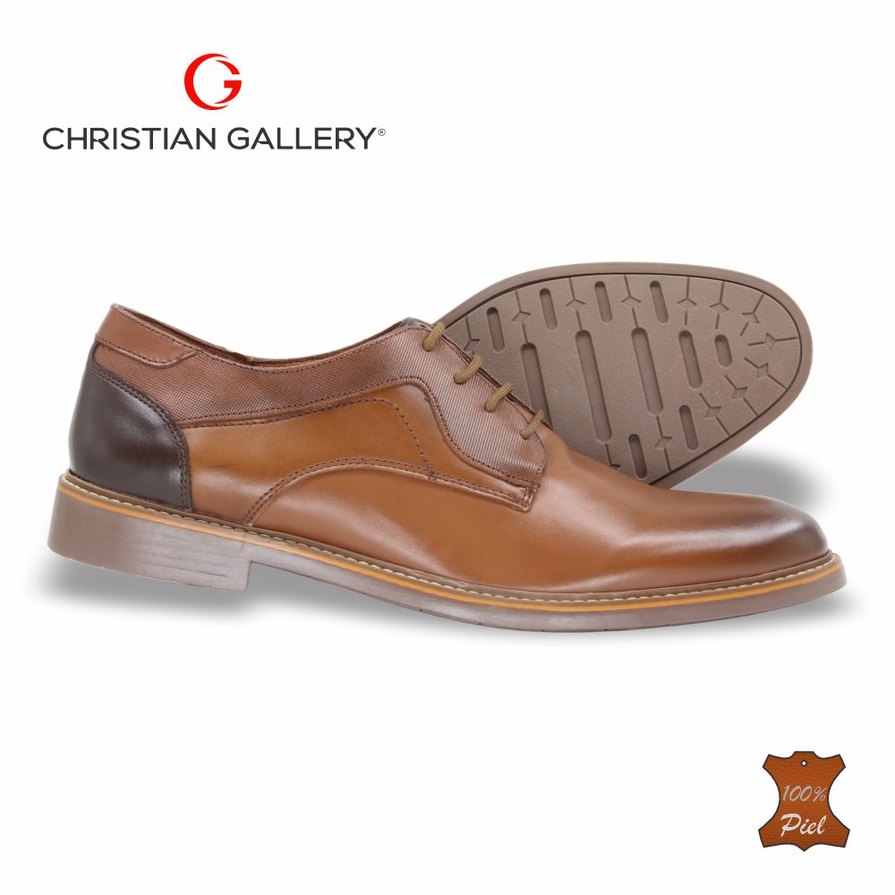 Zapato Formal de Piel mod. 10153-2 color tabaco – Christian Gallery