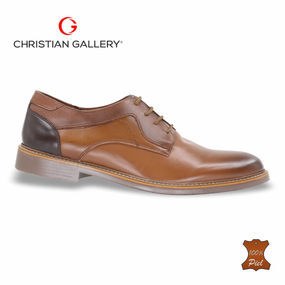 Zapato Formal de Piel mod. 10153-2 color tabaco – Christian Gallery
