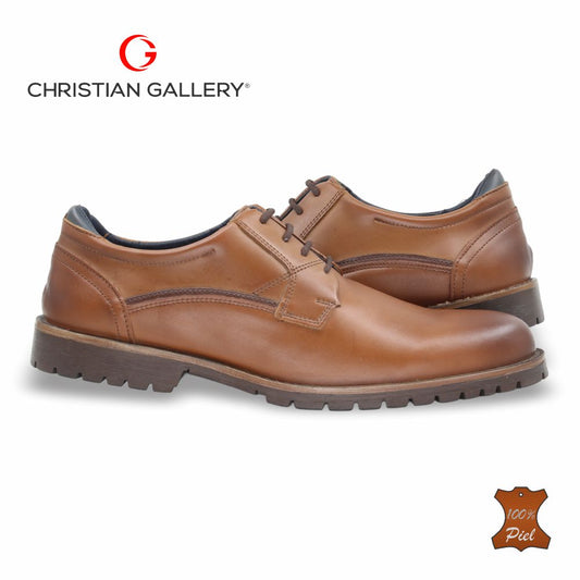 Zapato Formal de Piel mod. 556-3 color tabaco – Christian Gallery