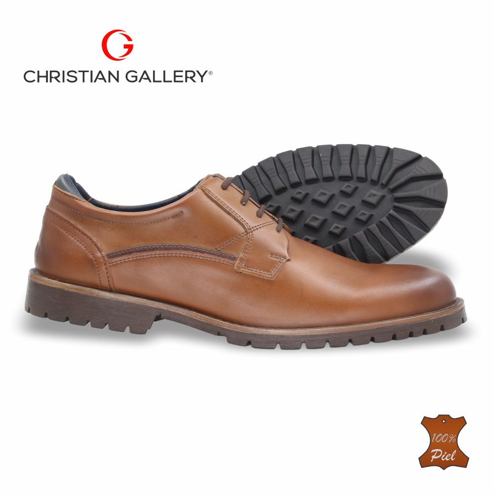 Zapato Formal de Piel mod. 556-3 color tabaco – Christian Gallery