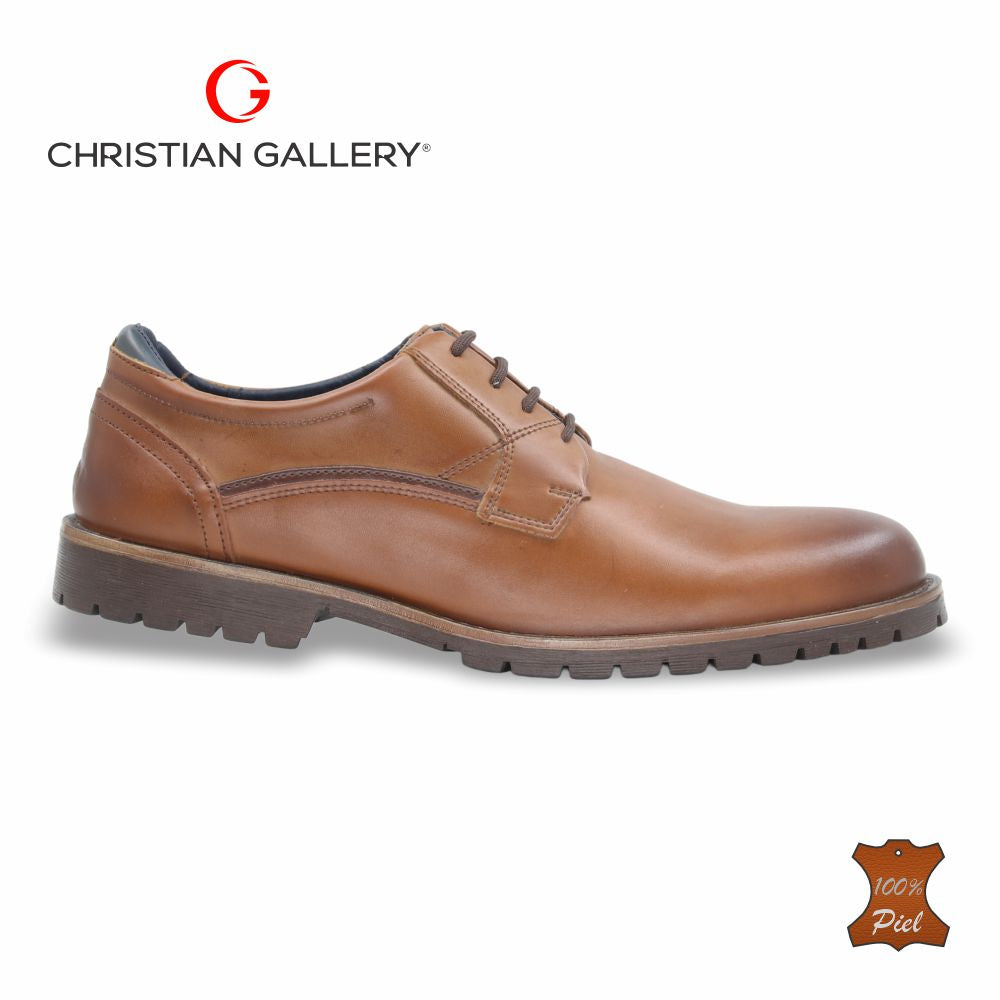 Zapato Formal de Piel mod. 556-3 color tabaco – Christian Gallery