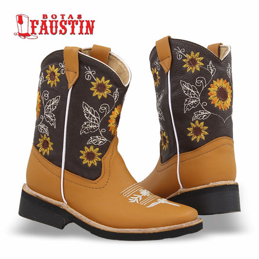 BOTA INFANTIL DE PIEL GENUINA, ESTILO 1 COLOR MANTEQUILLA – FAUSTIN