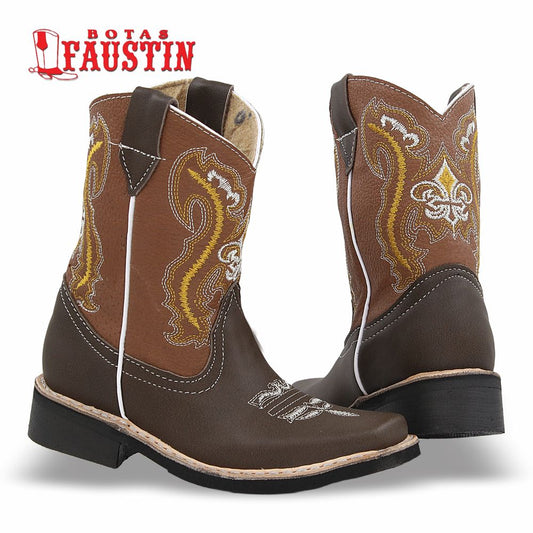 BOTA INFANTIL DE PIEL GENUINA, ESTILO 1 COLOR CAFE – FAUSTIN