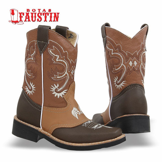 BOTA INFANTIL DE PIEL GENUINA, ESTILO 1 COLOR CAFE CAMEL – FAUSTIN