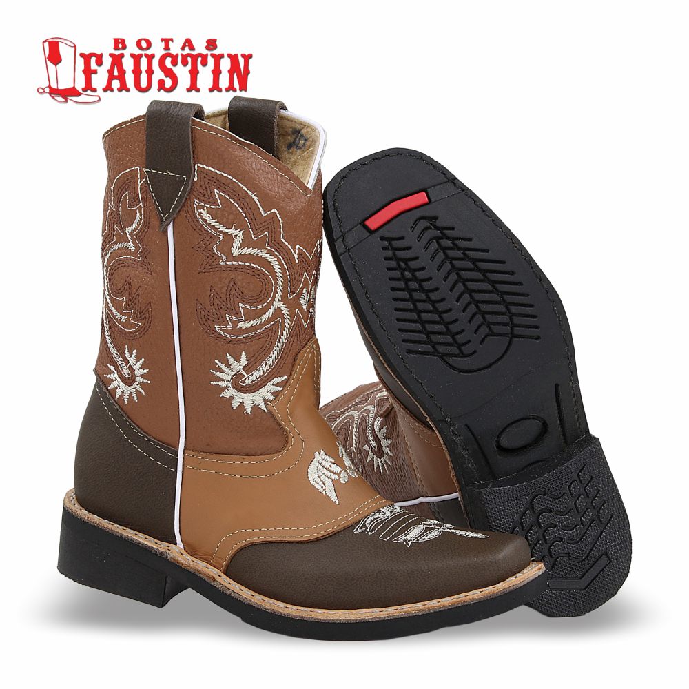 BOTA INFANTIL DE PIEL GENUINA, ESTILO 1 COLOR CAFE CAMEL – FAUSTIN