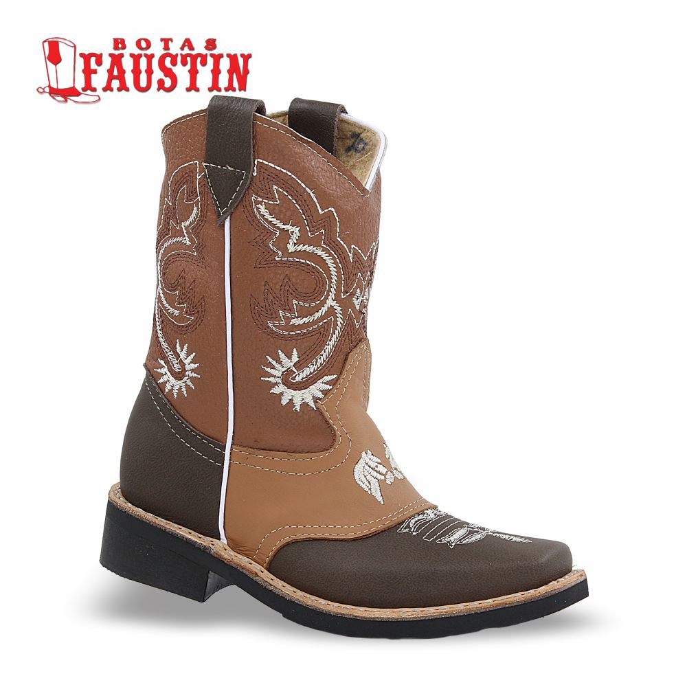 BOTA INFANTIL DE PIEL GENUINA, ESTILO 1 COLOR CAFE CAMEL – FAUSTIN