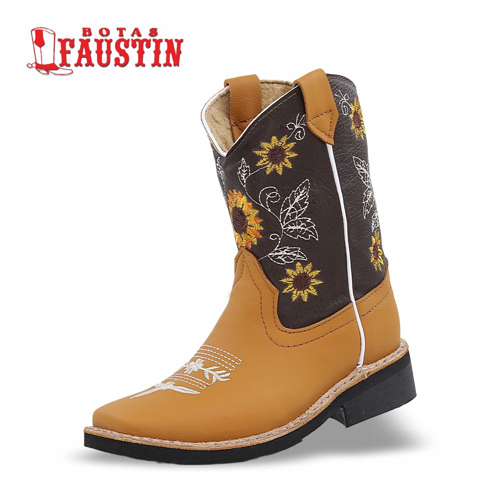 BOTA INFANTIL DE PIEL GENUINA, ESTILO 1 COLOR MANTEQUILLA – FAUSTIN