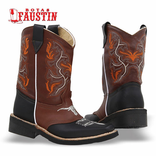 BOTA INFANTIL DE PIEL GENUINA, ESTILO 1 COLOR NEGRO SHEDRON – FAUSTIN