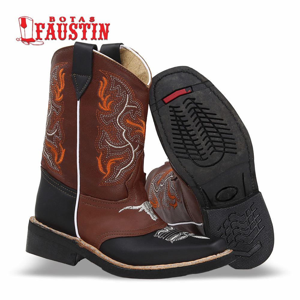 BOTA INFANTIL DE PIEL GENUINA, ESTILO 1 COLOR NEGRO SHEDRON – FAUSTIN