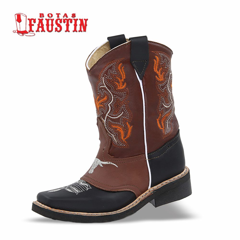 BOTA INFANTIL DE PIEL GENUINA, ESTILO 1 COLOR NEGRO SHEDRON – FAUSTIN