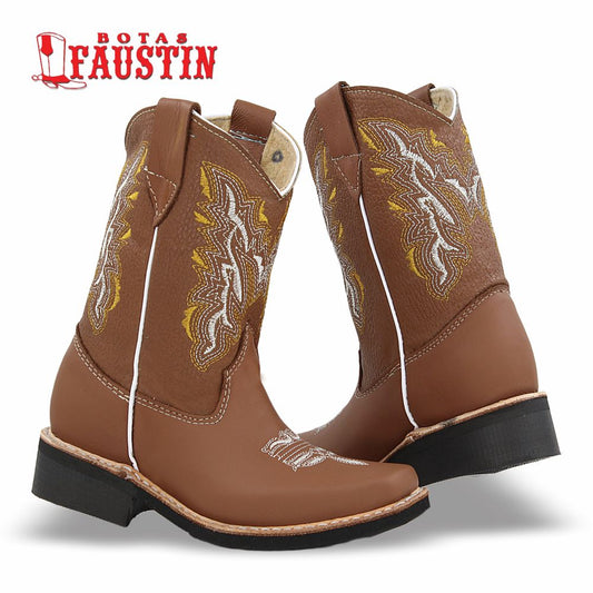BOTA INFANTIL DE PIEL GENUINA, ESTILO 1 COLOR CAFE TANG – FAUSTIN