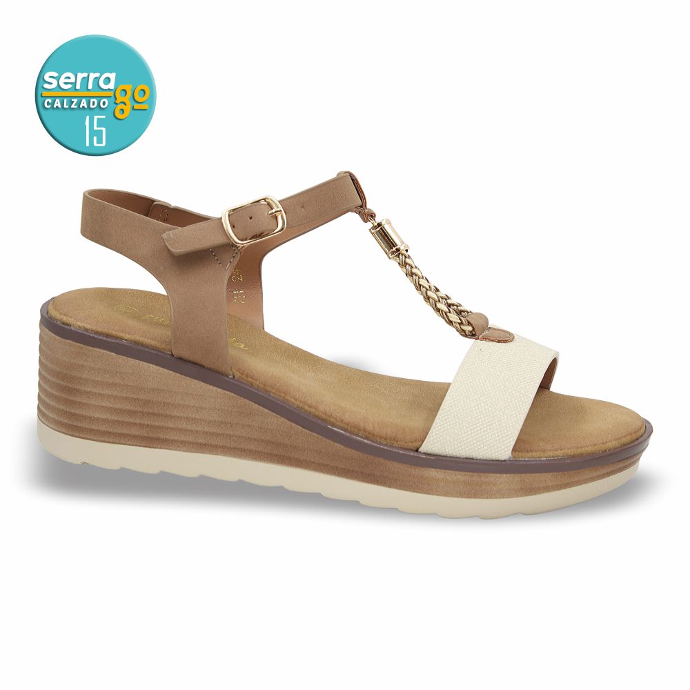 SANDALIA DE PLATAFORMA DAMA ESTILO 711 COLOR LATTE
