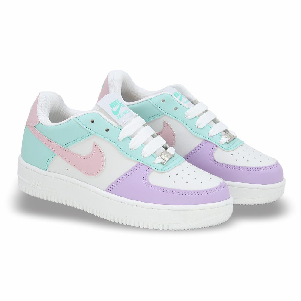 CALZADO URBANO REPLICA NIK AIR FORCE 1 L20 COLOR BLANCO MTA LILA