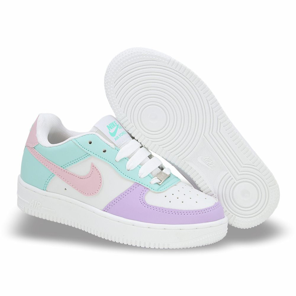 CALZADO URBANO REPLICA NIK AIR FORCE 1 L20 COLOR BLANCO MTA LILA