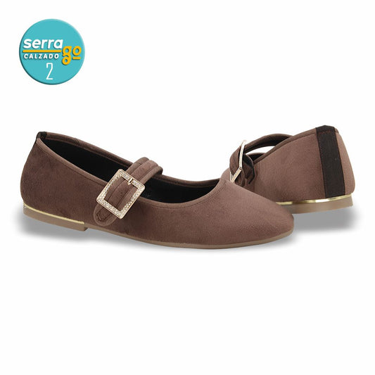 CALZADO FORMAL PARA DAMA TIPO FLAT ESTILO B-821 COLOR CHOCOLATE