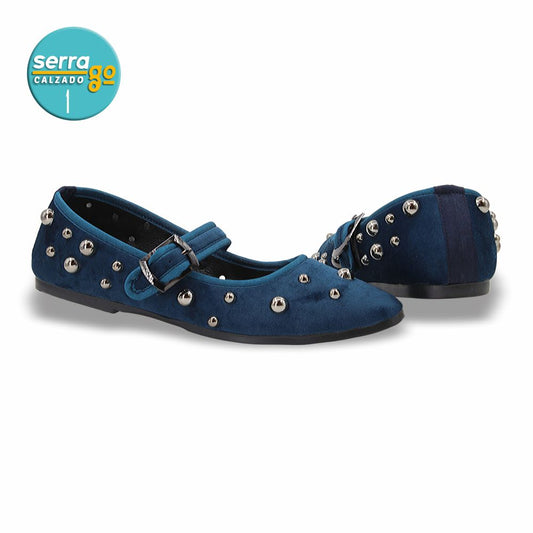 CALZADO FORMAL PARA DAMA TIPO FLAT ESTILO B-824 COLOR AZUL