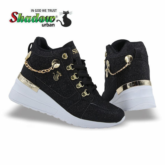 CALZADO URBANO ESTILO 2026 COLOR GLITER NEGRO